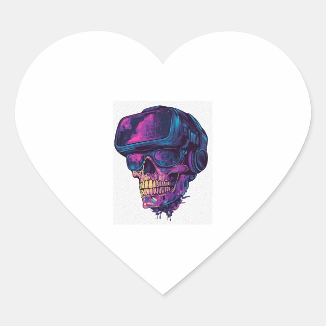 Skull-Gamer-Modus Herz-Aufkleber (Vorderseite)