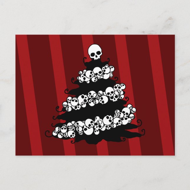 Skull Garland Weihnachtsbaum Feiertagspostkarte (Vorderseite)