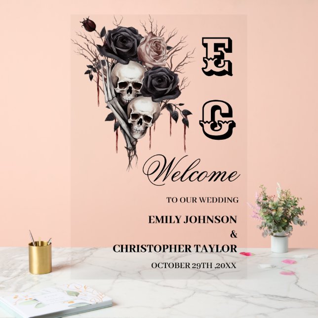Skull-Gothic-Akryllische Hochzeitszeichen Acrylschild (Hochzeit)