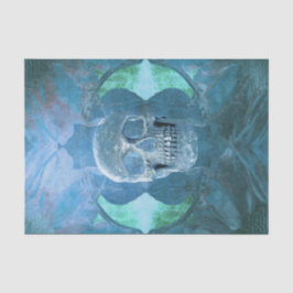 Skull Gothic Aquamarin Blue Grunge Texture Seidenpapier