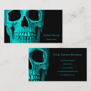 Skull Gothic Dark Aquamarin Black Macabre Tattoo S Visitenkarte