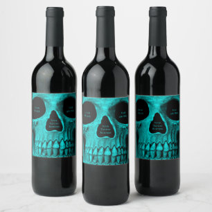 Skull Gothic Dark Aquamarin Black Macabre Tattoo S Weinetikett