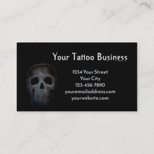 Skull Gothic Electric Schwarz-weiß Tattoo Shop Visitenkarte
