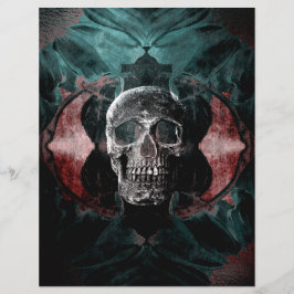 Skull Gothic Floral Aquamarin Black Grunge Textur