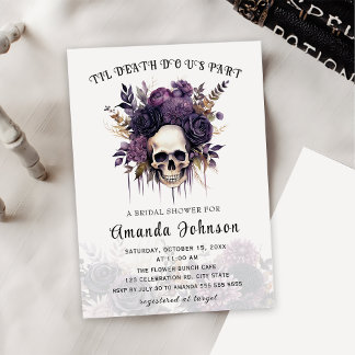 Skull Gothic Floral Halloween Brautparty Einladung