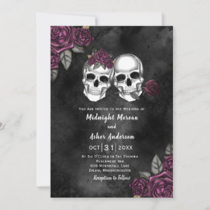 Skull Gothic Floral Rose Hochzeit Einladung