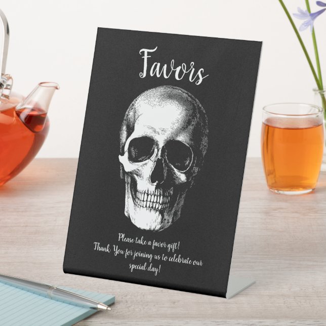 Skull Gothic Gastgeschenke Hochzeiten Unterschreib Sockelschild (In Situ)