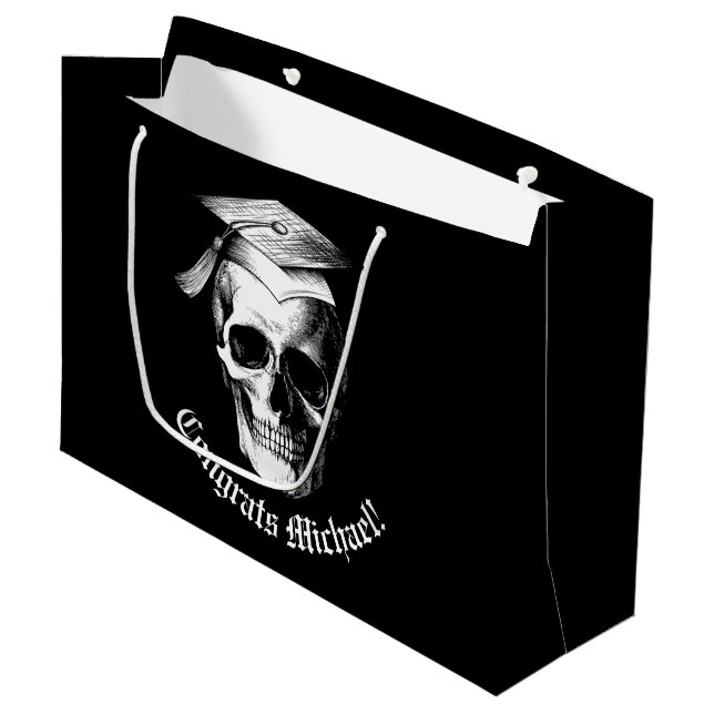 Skull Gothic Graduation Party Radiology Große Geschenktüte (Vorderseite Schrägansicht)