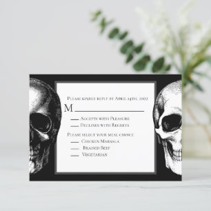 Skull-Gothic Halloween-Antwort-Karte Einladung
