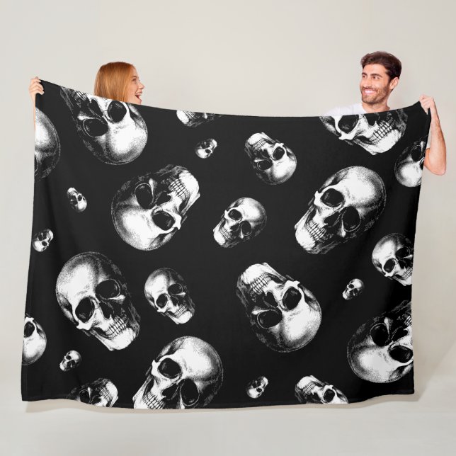Skull Gothic Halloween Hochzeitsleder Fleecedecke (Beispiel)