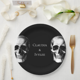Skull Gothic Halloween Hochzeitspapier-Teller Pappteller