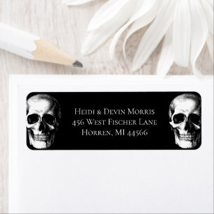 Skull Gothic Halloween Hochzeitsplattform Labels