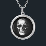 Skull Gothic Halloween Wedding Necklace Versilberte Kette<br><div class="desc">Laden Sie die,  die Sie Liebe zu sehen,  Sie Sprichwort bis zum Tod tun uns Teil mit unserem gotischen Schädel Halloween Hochzeitsthema.  Diese Schädelketten sind perfekt für Ihren gotischen Hochzeitstag.  Passen Sie die Hintergrundfarbe und die Wörter an,  um sie zu Ihrem eigenen zu machen.</div>