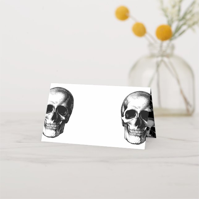 Skull Gothic Halloween Wedding Place Cards Platzkarte (Vorderseite)