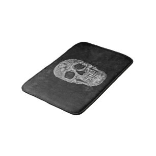 Skull Gothic Old Grunge Schwarz und Weiß Textur Badematte