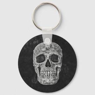 Skull Gothic Old Grunge Schwarz und Weiß Textur Schlüsselanhänger
