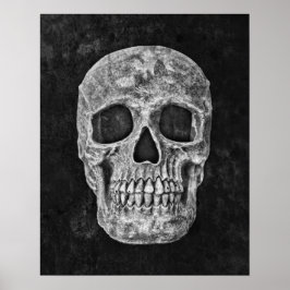 Skull Gothic Old Grunge Schwarz-Weiß-Textur Poster