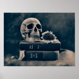 Skull Gothic Vintag Old Books Cyanotype Sonnenblum Poster