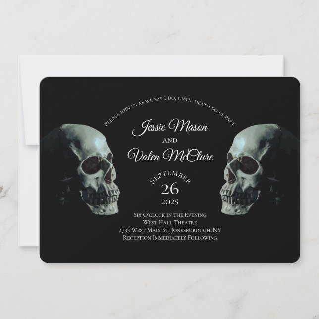 Skull Gothic Wedding Einladung (Vorderseite)