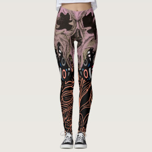 Skull Gothies Floral Romantic Skeleton Leg Leggings