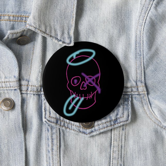 Skull-Graffiti - Rosa, Lila, Blau und Schwarz Button (Beispiel)