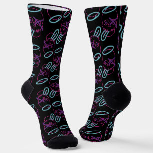Skull-Graffiti - Rosa, Lila, Blau und Schwarz Socken