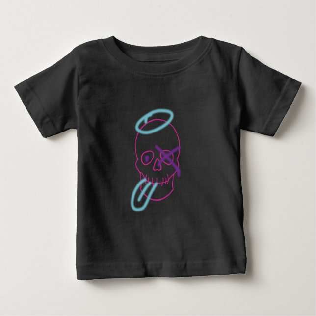 Skull-Graffiti - Rosa, Lila, Blau und Schwarz T-Sh Baby T-shirt (Vorderseite)