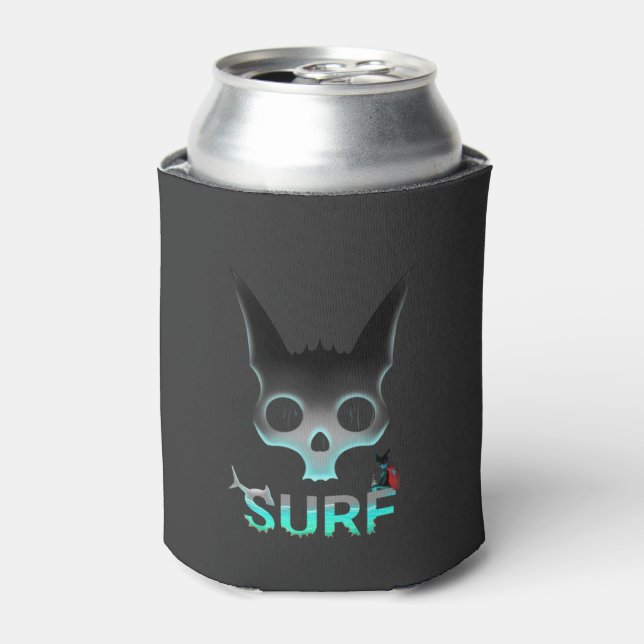 Skull Graffiti Surf Cat Dosenkühler (Kanne Vorderseite)