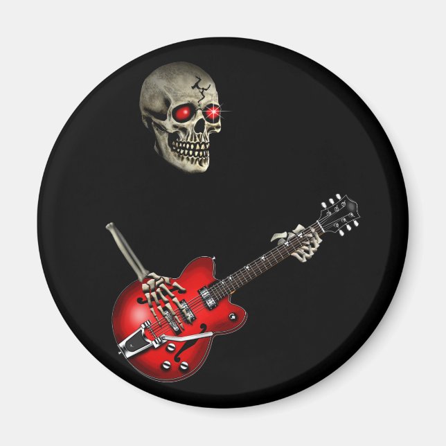Skull Guitar Player Magnet (Vorne)