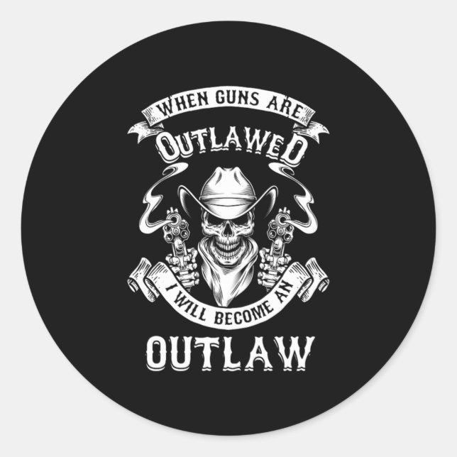 Skull Guns Outlaw Cowboy Western Shooting Geschenk Runder Aufkleber (Vorderseite)