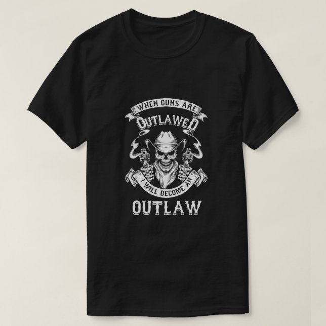 Skull Guns Outlaw Cowboy Western Shooting Geschenk T-Shirt (Design vorne)