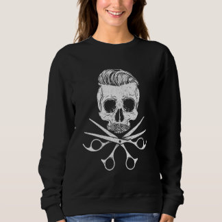 Skull Hairstylist Scissors Hairdresser Hair Salon Sweatshirt