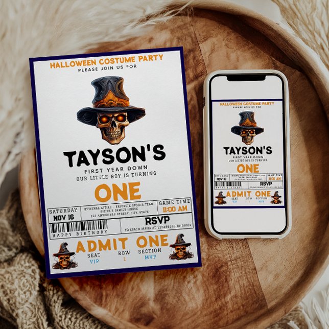 Skull Halloween 1. Geburtstag Kostüm Party Einladung (Von Creator hochgeladen)