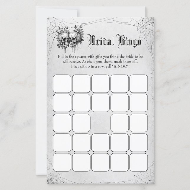 Skull Halloween Brautparty Bingo Game (Vorderseite)