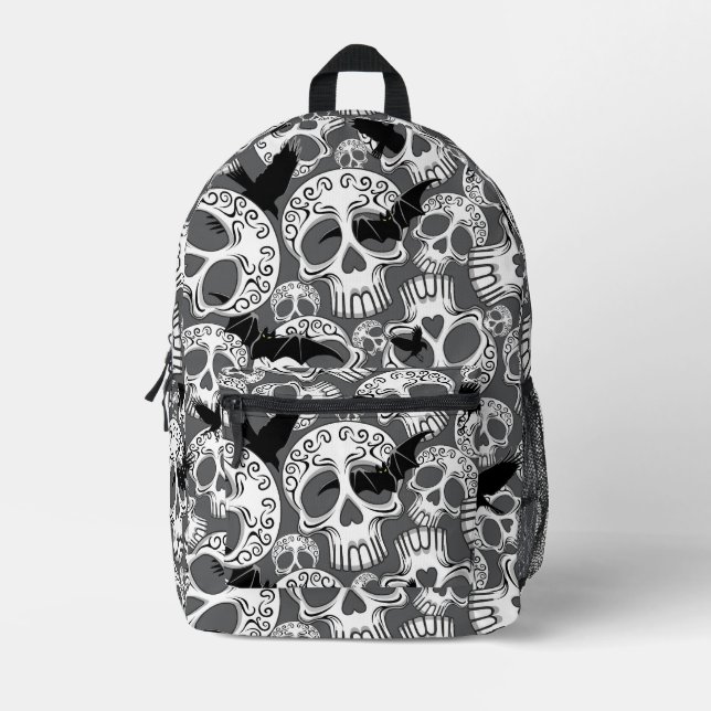 Skull Halloween Dekorative Calaveras Bedruckter Rucksack (Vorderseite)