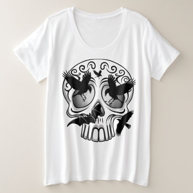 Skull Halloween Dekorative Calaveras Große Größe T-Shirt (Design vorne)