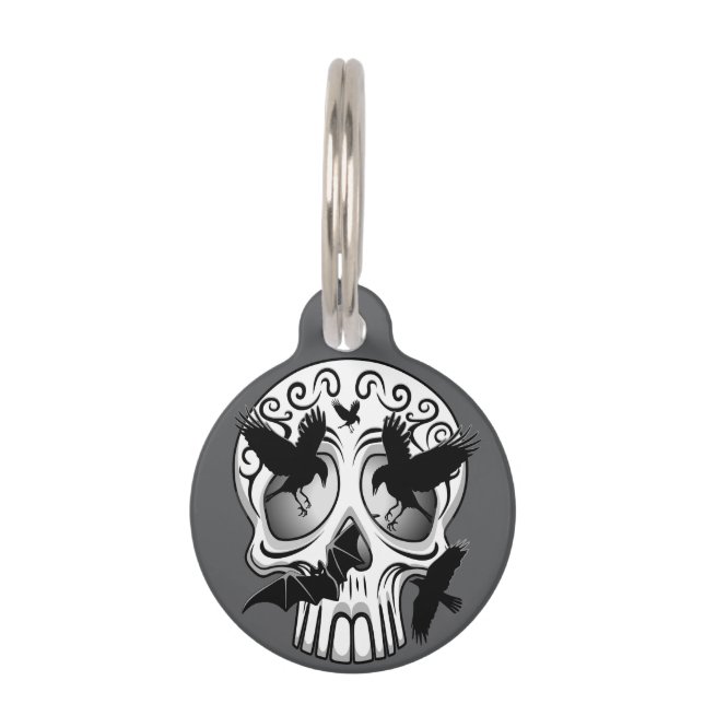 Skull Halloween Dekorative Calaveras Haustiermarke (Vorderseite)