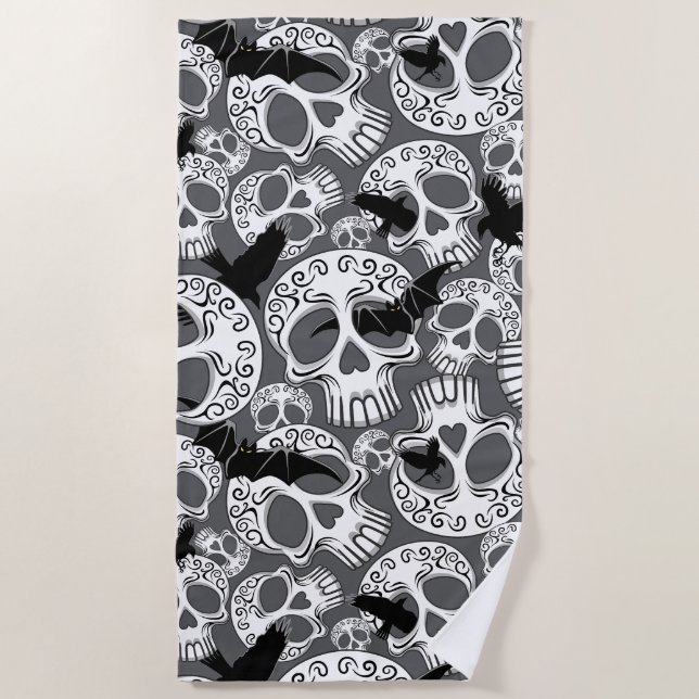 Skull Halloween Dekorative Calaveras Strandtuch (Vorderseite)