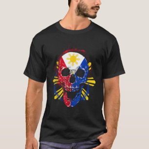 Skull Halloween Flag Bones Filipino Pinoy Philippi T-Shirt