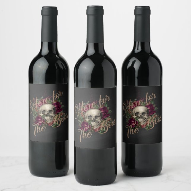 Skull Halloween, Halloween-Party, gotisches Hallow Weinetikett (Flaschen)