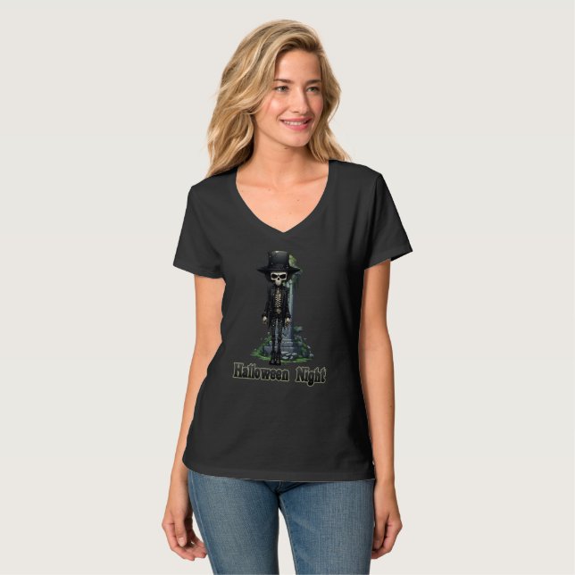 Skull Halloween Nacht T-Shirt (Vorderseite Vollansicht)