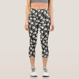 Skull Halloween Nahtloses Muster Capri Leggings