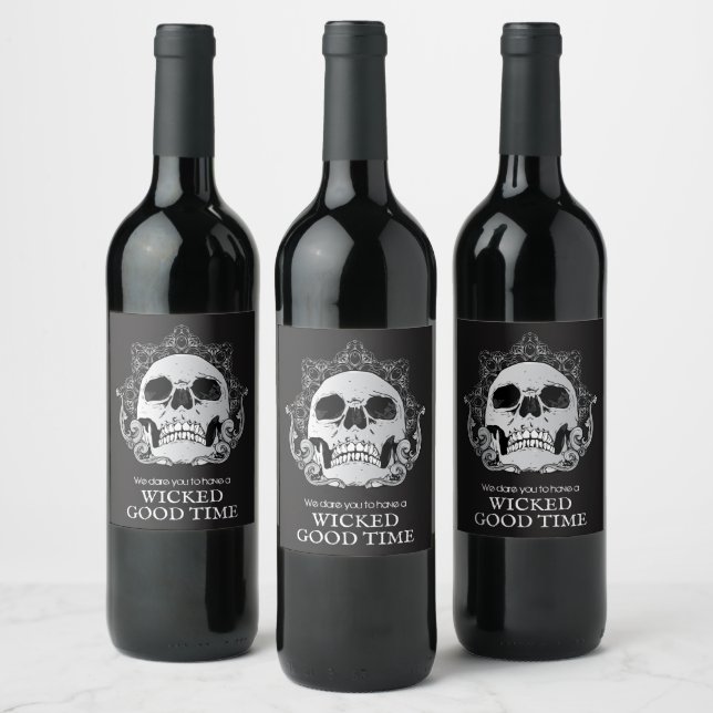 Skull Halloween Weinetikett (Flaschen)