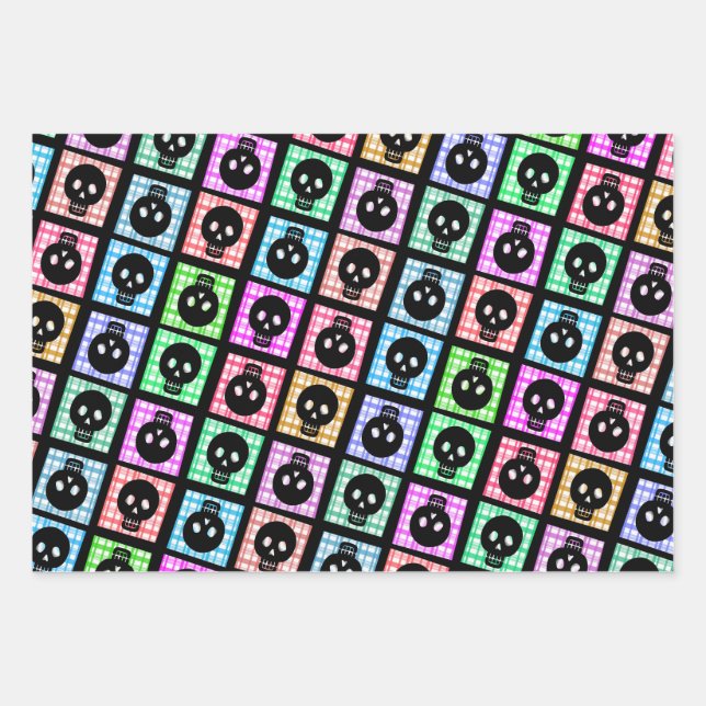 Skull Halloween Wrapping Paper Set Geschenkpapier Set (Vorderseite)