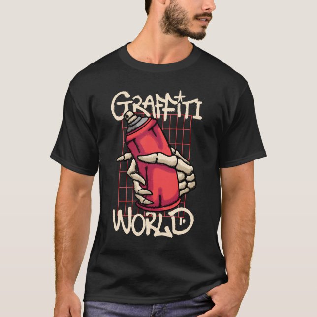 skull Hand Holding Spray Paint streetwear T-Shirt (Vorderseite)