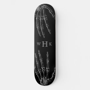 Skull Hände Monogram Trendy Schwarz-weiß Skateboard