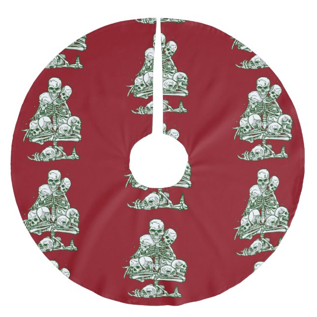 skull hässlichen Weihnachtsbaum Skelett gotisch Polyester Weihnachtsbaumdecke (Vorderseite)