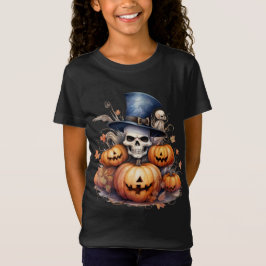 Skull Head and Pumpkins T - Shirt