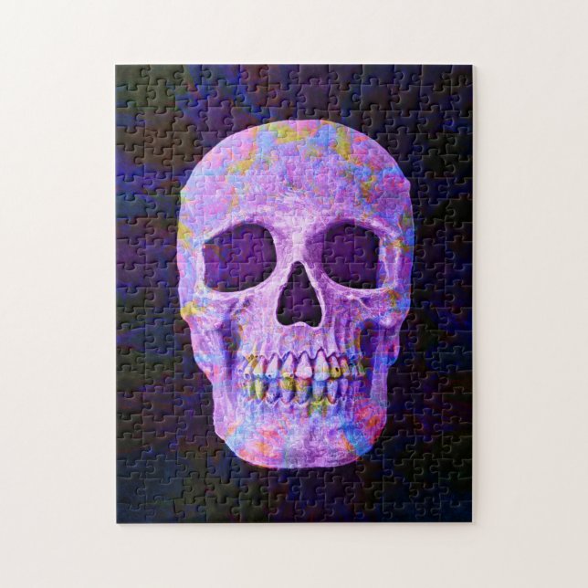 Skull Head Day des Toten Lila blauen Neon Gothic (Vertikal)