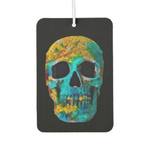 Skull Head Farbige Schwarz Aquamarin Gelb Pop Kuns Autolufterfrischer
